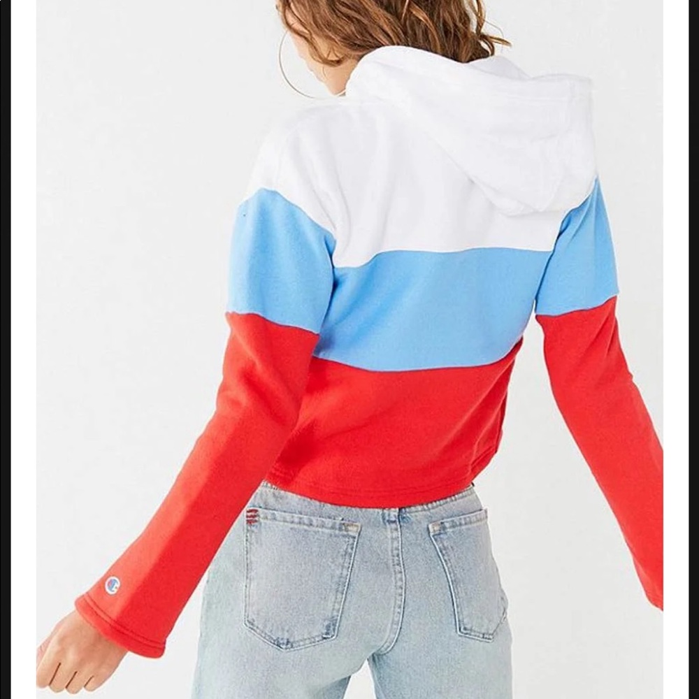 Champion reverse weave red white &blue crop hoodie - Picture 6 of 11